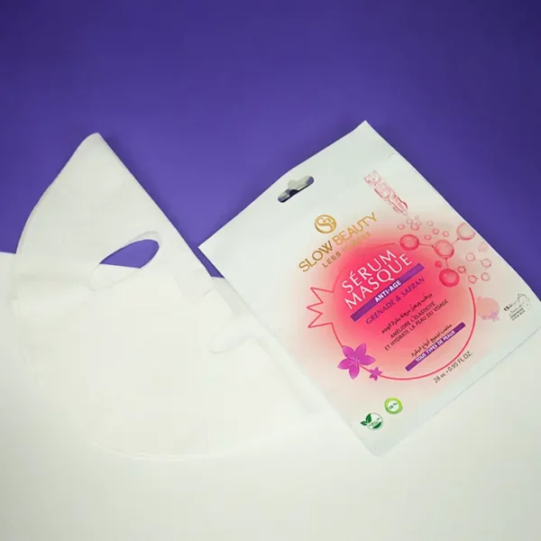 Masque visage anti-âge Slow Beauty à la grenade et au safran pour repulper et hydrater la peau