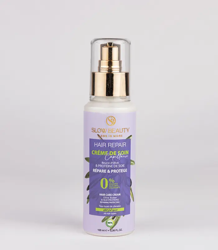 crème-soin cheveux-répare-protége-proteine de soie Crème de soin capillaire Hair Repair Slow Beauty pour réparer et protéger les cheveux