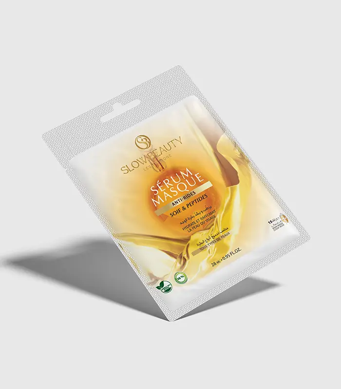 sérum-masque-visage-antirides-equilibre medical-tunisie (1) Masque visage anti-rides Slow Beauty à la soie et aux peptides pour lisser et raffermir la peau